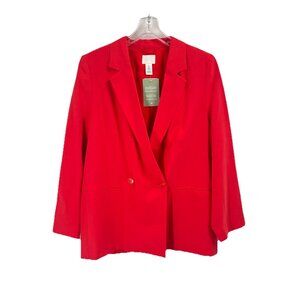 H&M Red Long Line Double Breasted Blazer Day to Night Sz Medium NWT